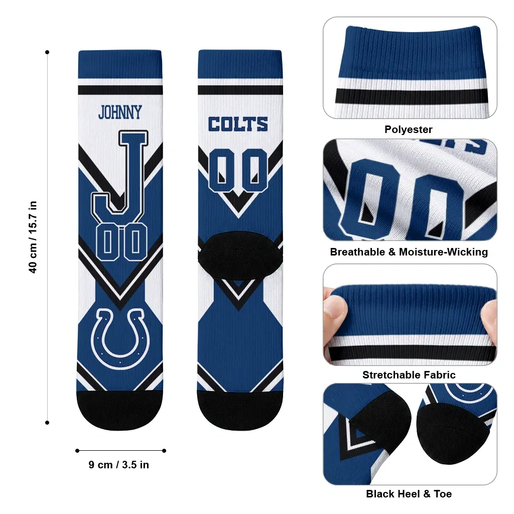 Indianapolis Colts Socks Customized Arrow Blocks Blue High Quality Indianapolis Colts Socks Customized Arrow Blocks Blue High Quality