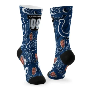 Indianapolis Colts Socks Personalized Scattered Icons Blue Fashion Forward