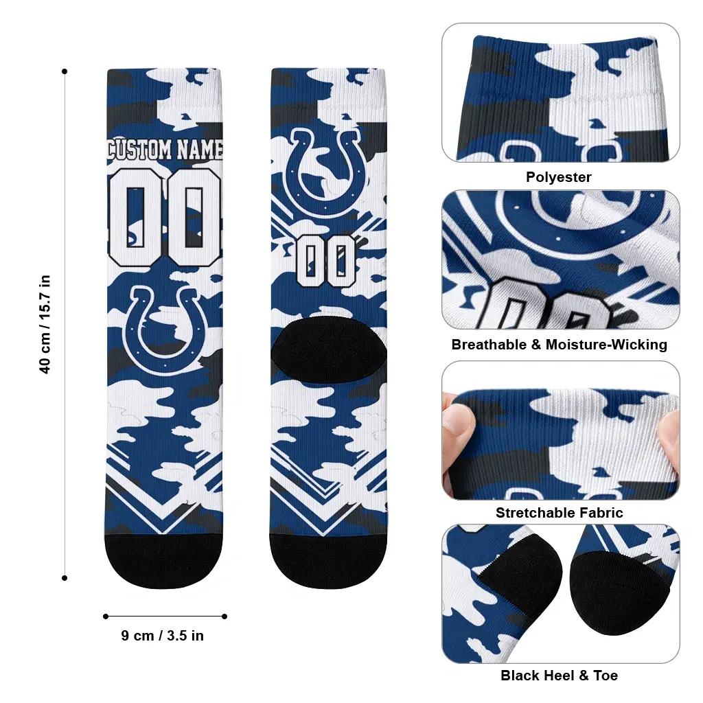 Indianapolis Colts Socks Personalized Woodland Camo Blue High Quality Indianapolis Colts Socks Personalized Woodland Camo Blue High Quality