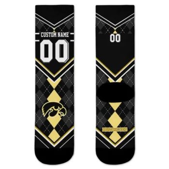 Iowa Hawkeyes Socks Personalized Argyle Pattern Black Best Selling