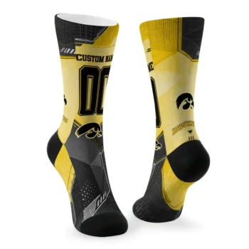 Iowa Hawkeyes Socks Personalized Geometric Tech Black Fashion Forward