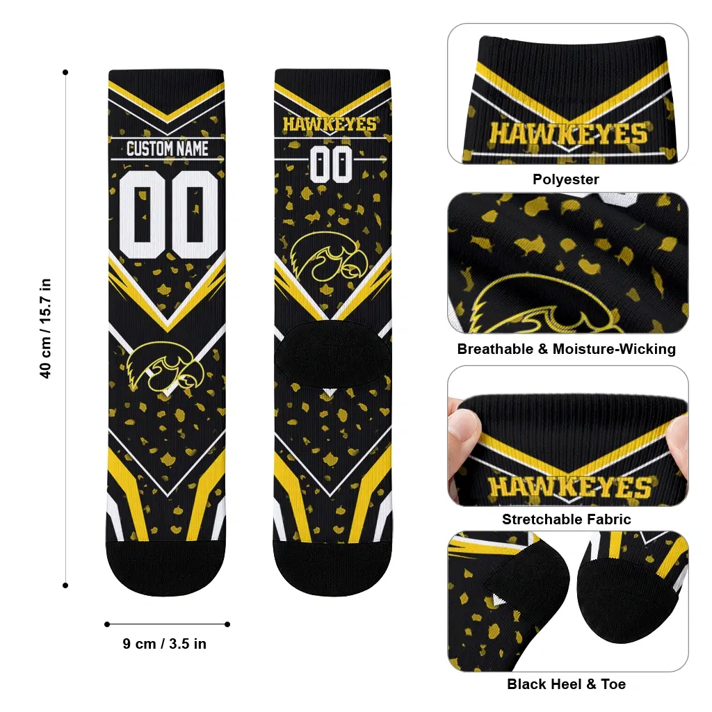 Iowa Hawkeyes Socks Personalized Leopard Print Black High Quality Iowa Hawkeyes Socks Personalized Leopard Print Black High Quality