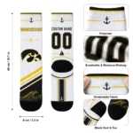Iowa Hawkeyes Socks Personalized Nautical Icons Black White Best Selling