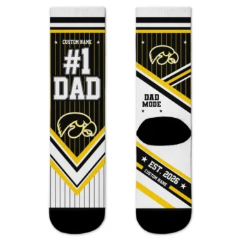 Iowa Hawkeyes Socks Personalized Pinstripe Chevron Black White Best Selling
