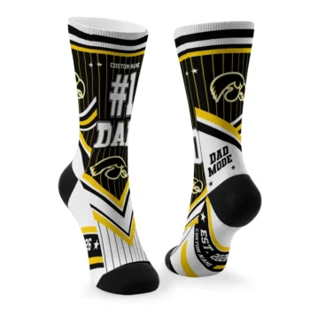 Iowa Hawkeyes Socks Personalized Pinstripe Chevron Black White Fashion Forward