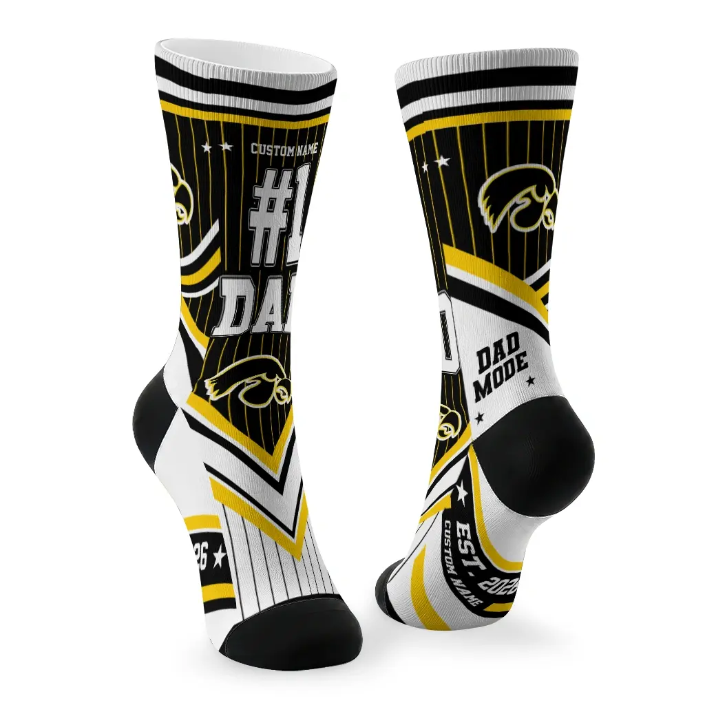 Iowa Hawkeyes Socks Personalized Pinstripe Chevron Black White Fashion Forward Iowa Hawkeyes Socks Personalized Pinstripe Chevron Black White Fashion Forward