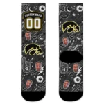 Iowa Hawkeyes Socks Personalized Scattered Icons Black Best Selling