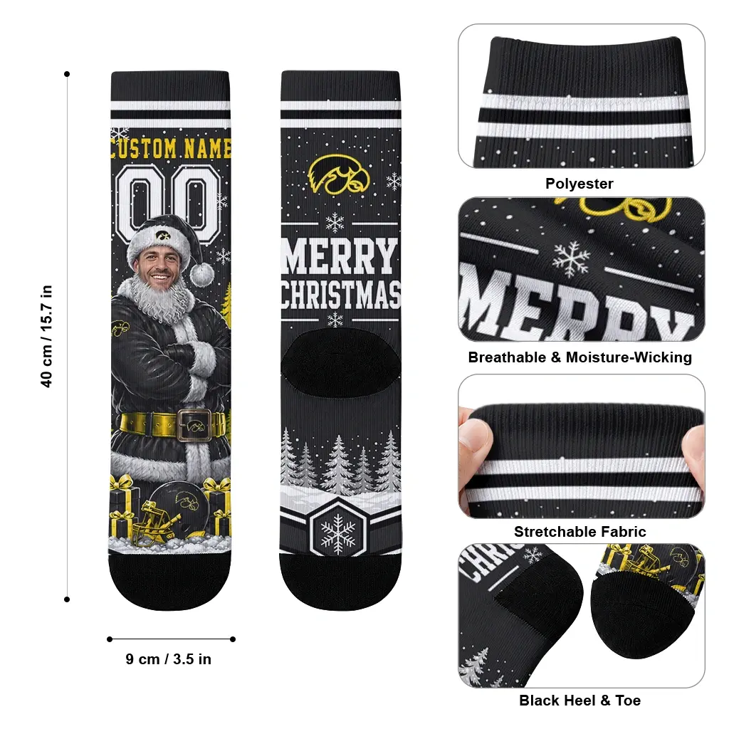 Iowa Hawkeyes Socks Personalized Snowy Scene Black White High Quality Iowa Hawkeyes Socks Personalized Snowy Scene Black White High Quality