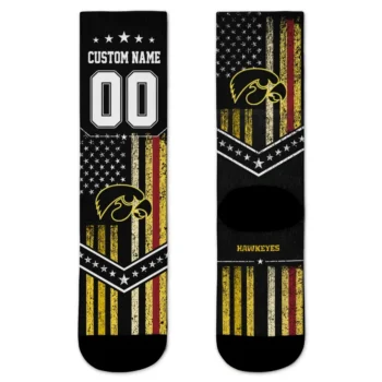 Iowa Hawkeyes Socks Personalized Star Stripes Black White Best Selling