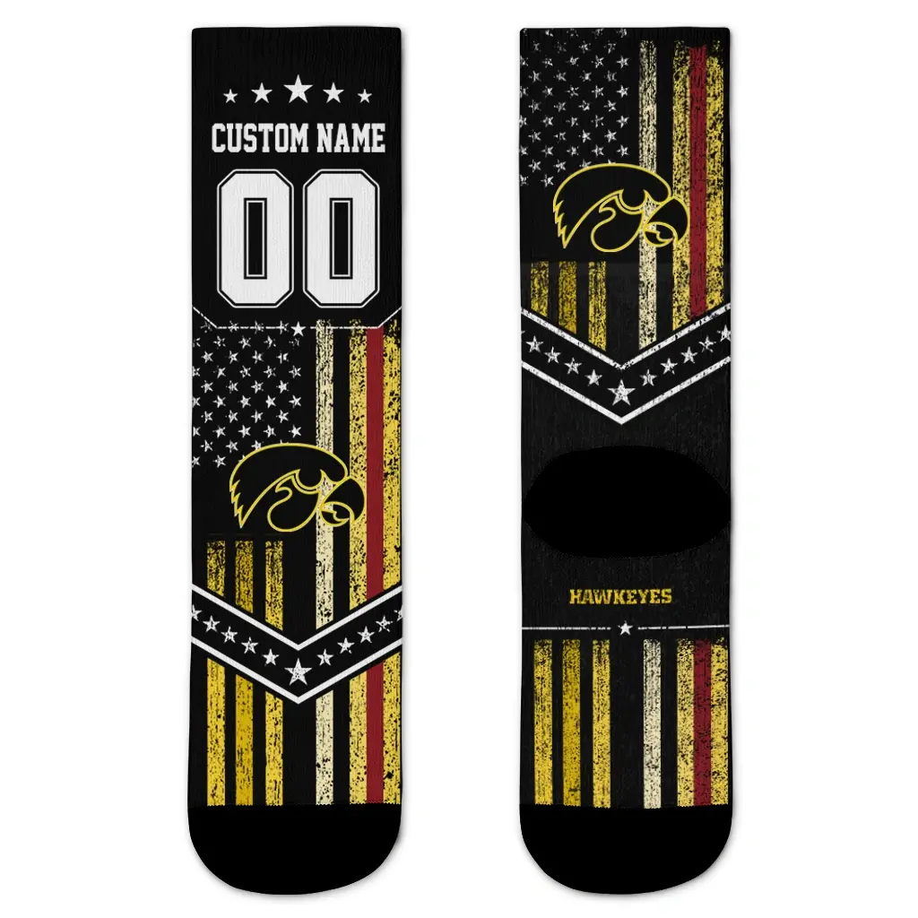 Iowa Hawkeyes Socks Personalized Star Stripes Black White Best Selling Iowa Hawkeyes Socks Personalized Star Stripes Black White Best Selling