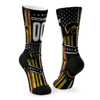 Iowa Hawkeyes Socks Personalized Star Stripes Black White Fashion Forward