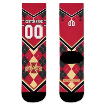 Iowa State Cyclones Socks Customized Argyle Pattern Red Best Selling