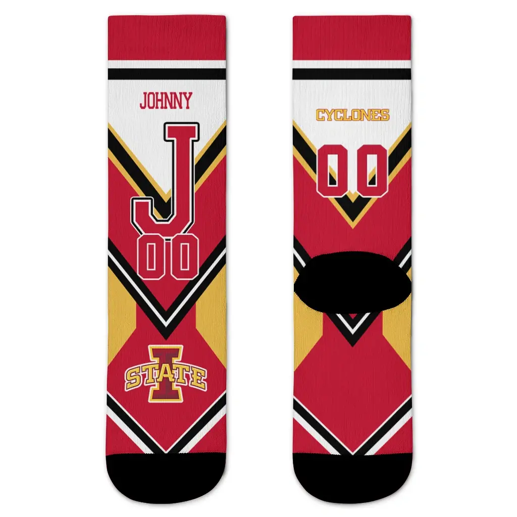 Iowa State Cyclones Socks Customized Arrow Blocks Red Best Selling Iowa State Cyclones Socks Customized Arrow Blocks Red Best Selling