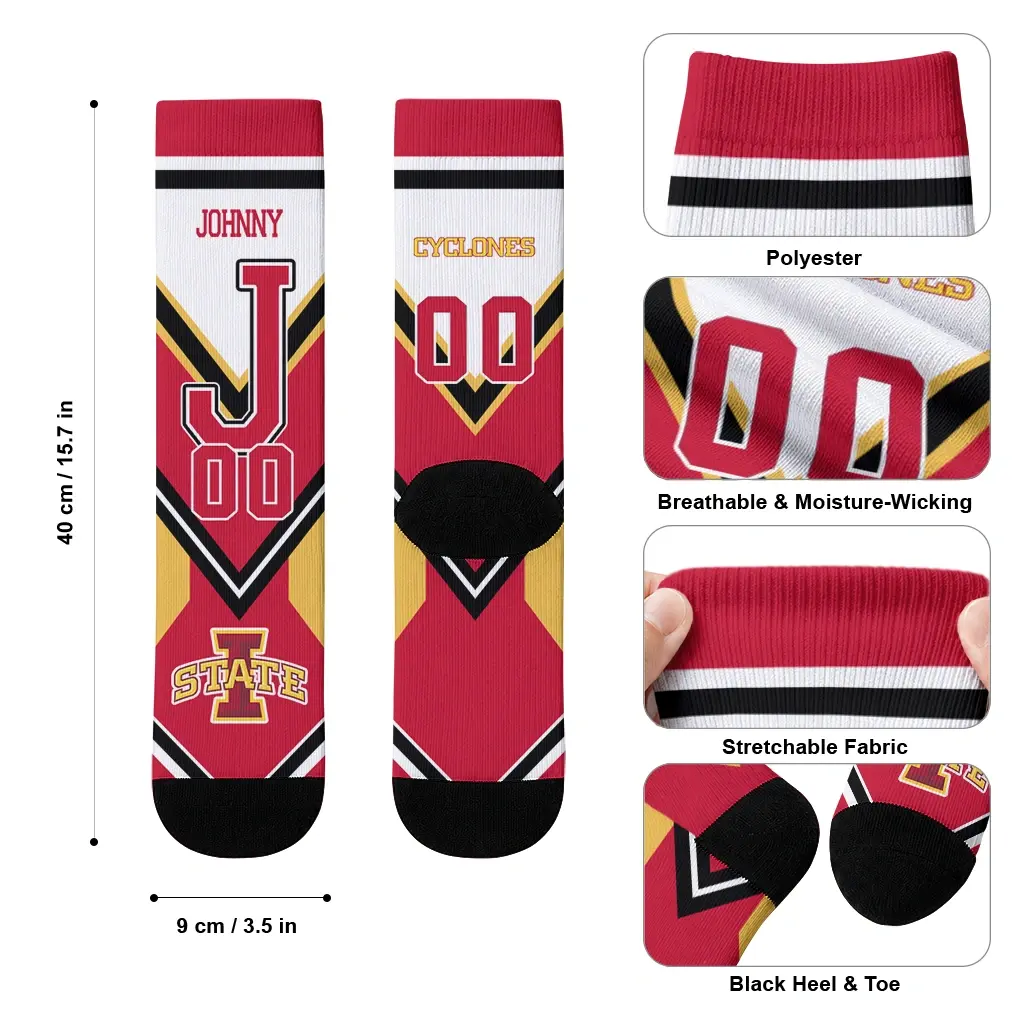 Iowa State Cyclones Socks Customized Arrow Blocks Red High Quality Iowa State Cyclones Socks Customized Arrow Blocks Red High Quality