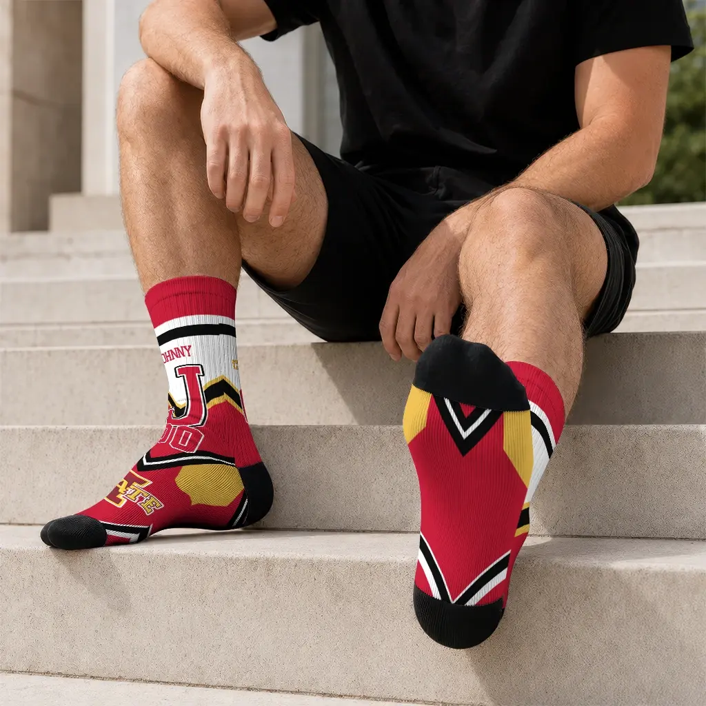 Iowa State Cyclones Socks Customized Arrow Blocks Red Latest Model Iowa State Cyclones Socks Customized Arrow Blocks Red Latest Model