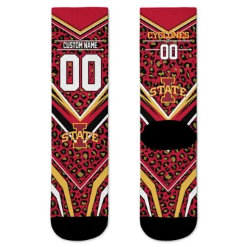 Iowa State Cyclones Socks Customized Leopard Print Red Black Best Selling