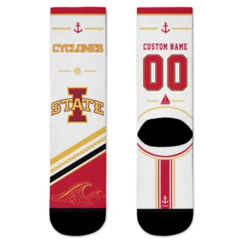 Iowa State Cyclones Socks Customized Nautical Icons Red White Best Selling