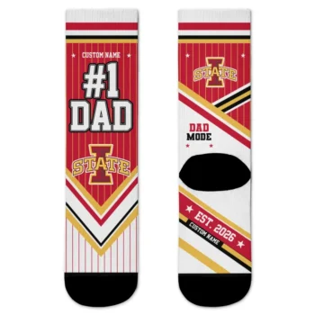 Iowa State Cyclones Socks Customized Pinstripe Chevron Red White Best Selling