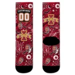 Iowa State Cyclones Socks Customized Scattered Icons Red Best Selling