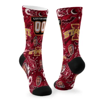 Iowa State Cyclones Socks Customized Scattered Icons Red Fashion Forward