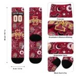 Iowa State Cyclones Socks Customized Scattered Icons Red Best Selling
