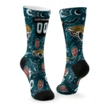 Jacksonville Jaguars Socks Custom Scattered Icons Teal Best Selling