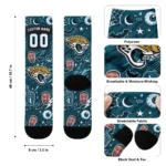 Jacksonville Jaguars Socks Custom Scattered Icons Teal Best Selling