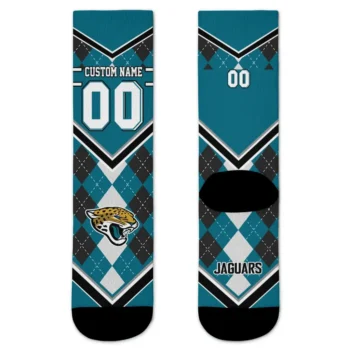 Jacksonville Jaguars Socks Customized Argyle Pattern Teal Best Selling
