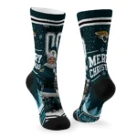 Jacksonville Jaguars Socks Customized Snowy Scene Teal White Best Selling