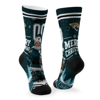 Jacksonville Jaguars Socks Customized Snowy Scene Teal White Fashion Forward
