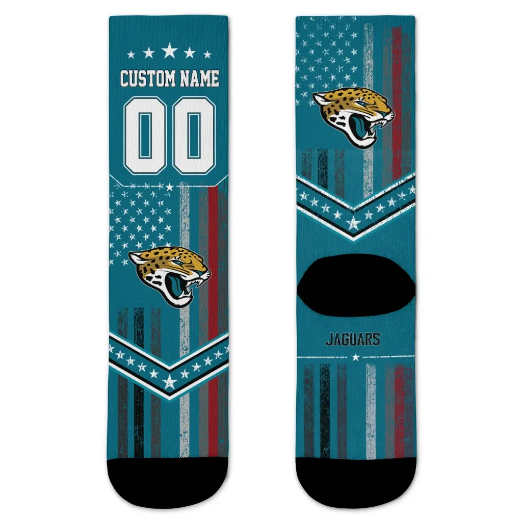 Jacksonville Jaguars Socks Customized Star Stripes Teal White Best Selling Jacksonville Jaguars Socks Customized Star Stripes Teal White Best Selling