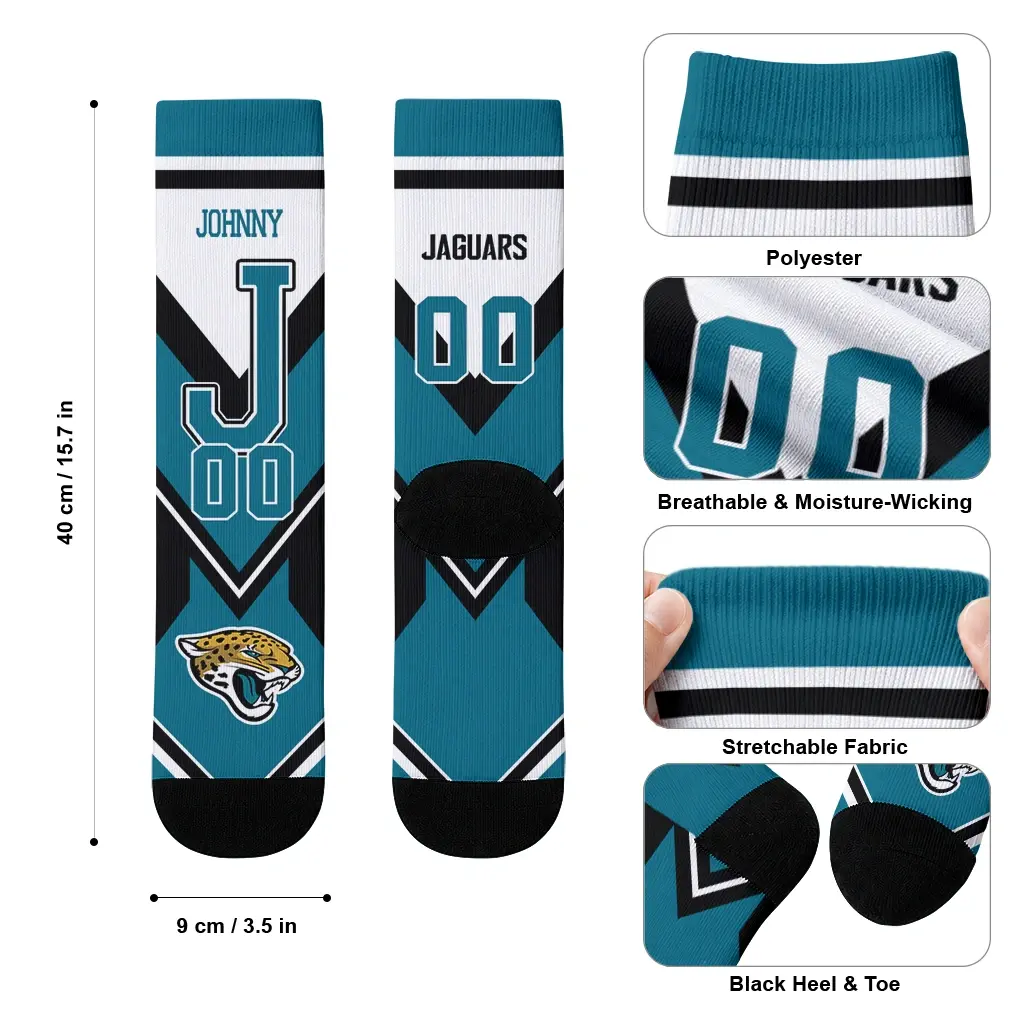 Jacksonville Jaguars Socks Personalized Arrow Blocks Teal High Quality Jacksonville Jaguars Socks Personalized Arrow Blocks Teal High Quality