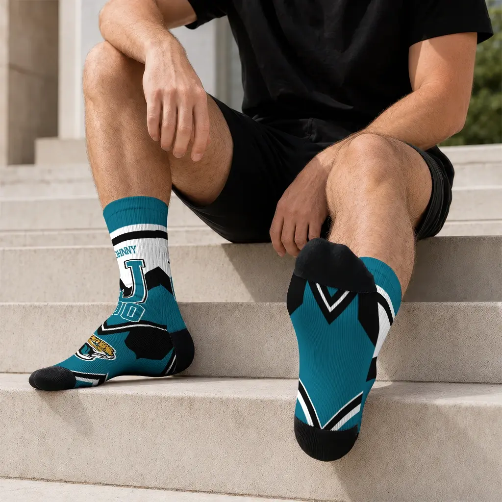 Jacksonville Jaguars Socks Personalized Arrow Blocks Teal Latest Model Jacksonville Jaguars Socks Personalized Arrow Blocks Teal Latest Model