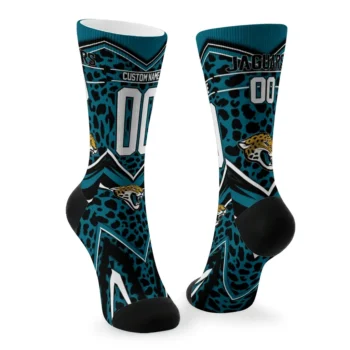 Jacksonville Jaguars Socks Personalized Leopard Print Teal Black Fashion Forward