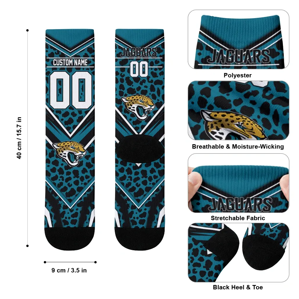 Jacksonville Jaguars Socks Personalized Leopard Print Teal Black High Quality Jacksonville Jaguars Socks Personalized Leopard Print Teal Black High Quality