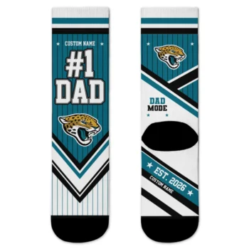 Jacksonville Jaguars Socks - Personalized Pinstripe Chevron Teal White