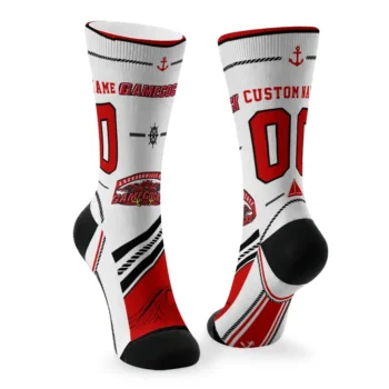 Jacksonville State Gamecocks Socks Customized Nautical Icons Red White Fashion Forward