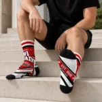Jacksonville State Gamecocks Socks Customized Pinstripe Chevron Red White Best Selling