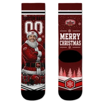 Jacksonville State Gamecocks Socks Customized Snowy Scene Red White Best Selling