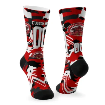 Jacksonville State Gamecocks Socks Customized Woodland Camo Red Fashion Forward