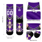 James Madison Dukes Socks Personalized Argyle Pattern Purple Best Selling