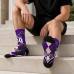James Madison Dukes Socks Personalized Argyle Pattern Purple Best Selling