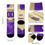 James Madison Dukes Socks Personalized Geometric Tech Purple Best Selling