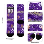 James Madison Dukes Socks Personalized Scattered Icons Purple Best Selling