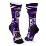 James Madison Dukes Socks Personalized Snowy Scene Purple White Best Selling
