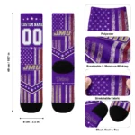 James Madison Dukes Socks Personalized Star Stripes Purple White Best Selling