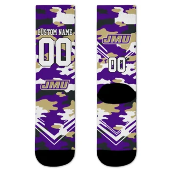 James Madison Dukes Socks Personalized Woodland Camo Purple Best Selling