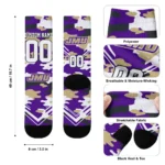 James Madison Dukes Socks Personalized Woodland Camo Purple Best Selling