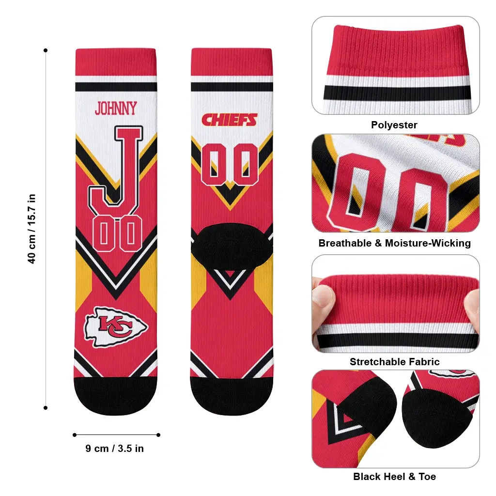 Kansas City Chiefs Socks Custom Arrow Blocks Red High Quality Kansas City Chiefs Socks Custom Arrow Blocks Red High Quality