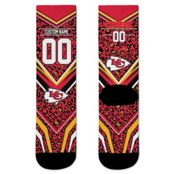 Kansas City Chiefs Socks Custom Leopard Print Red Black Best Selling